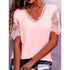 Women Summer Loose V Neck Lace tops